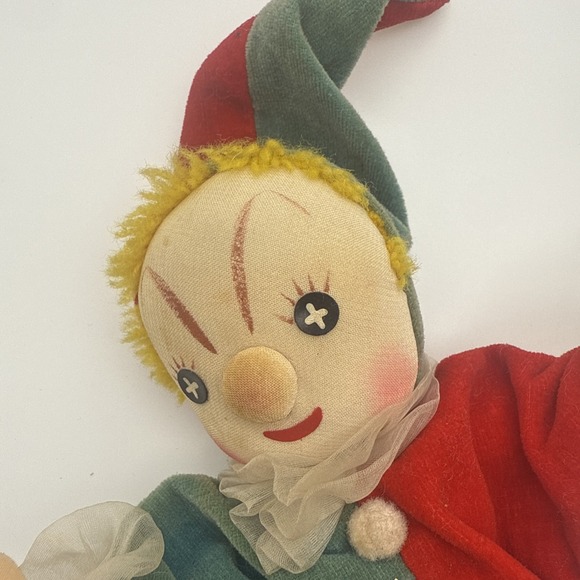 Christmas Elf Jester Vintage Folk Art Shelf Sitter Holiday Poseable 9" Tall - Picture 2 of 16